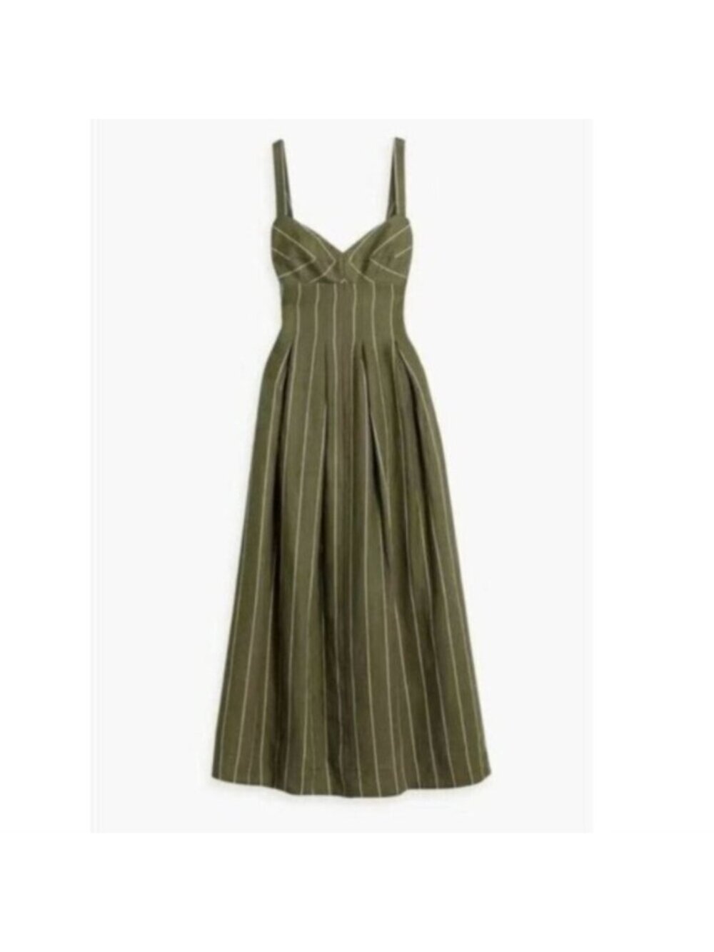NWT NICHOLAS Selene Seamed Cami Linen Olive & White Striped Maxi Dress - Picture 16 of 17